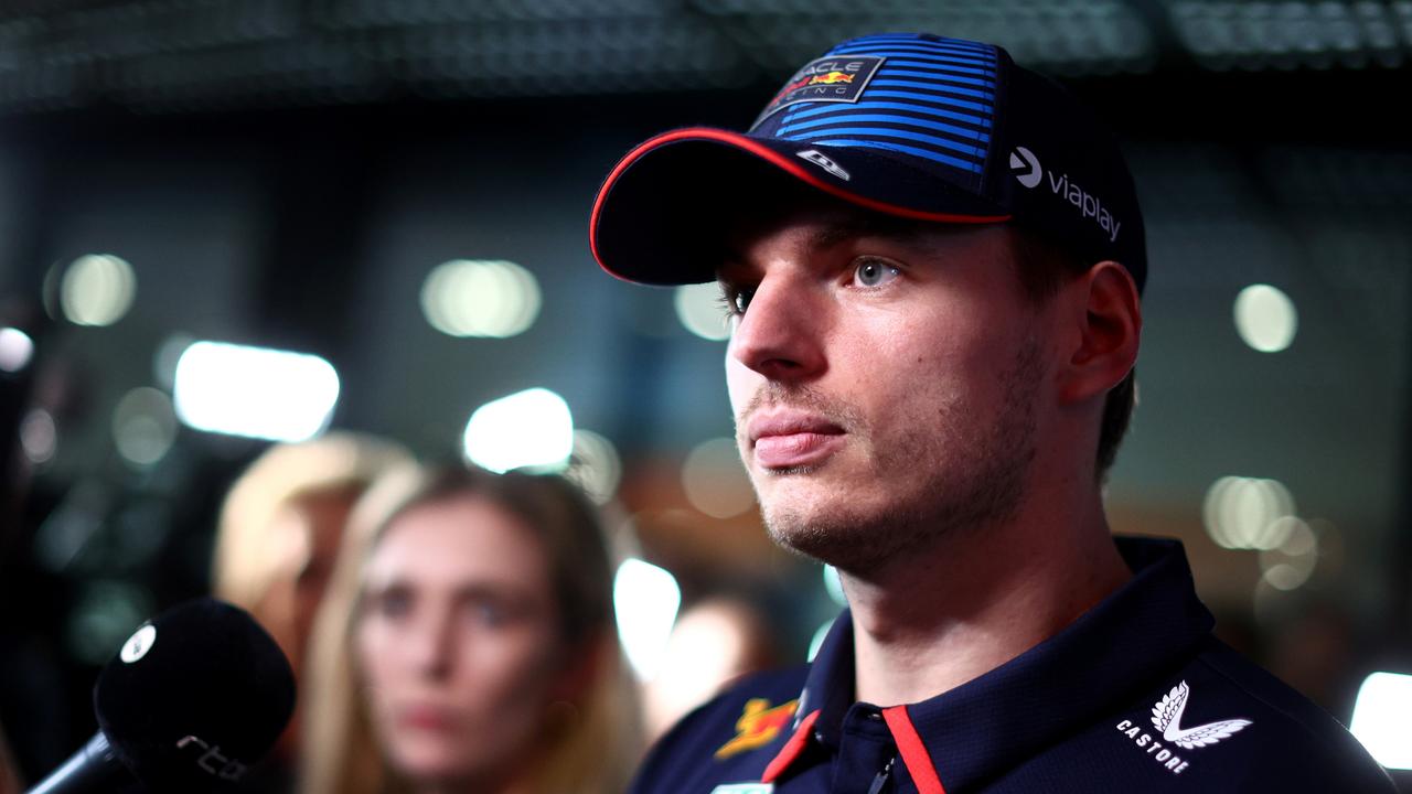 JEDDAH, SAUDI ARABIA – MARCH 06: Max Verstappen of the Netherlands and Oracle Red Bull Racing talks to the media in the Paddock during previews ahead of the F1 Grand Prix of Saudi Arabia at Jeddah Corniche Circuit on March 06, 2024 in Jeddah, Saudi Arabia. (Photo by Clive Rose/Getty Images)