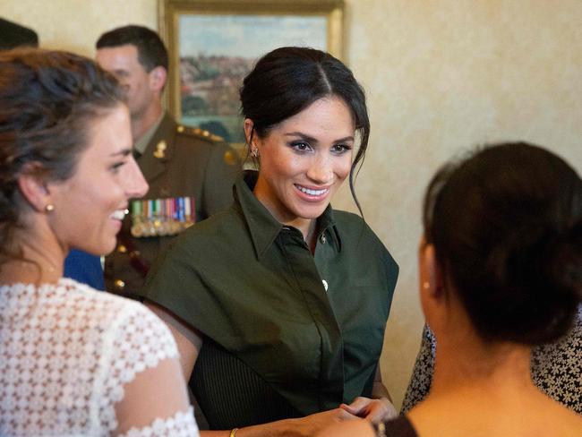 The Duchess of Sussex looks radiant at a reception hosted by the Governor-General. Picture: AFP