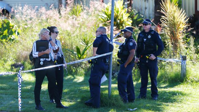 A heavy police presence at Spikes Crt after a woman’s body was found. Picture: Nigel Hallett