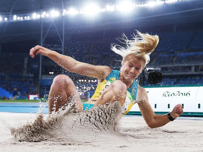 Australia's Brooke Stratton in the Women's Long Jump Final during the Athletics on Day 12 of the Rio 2016 Olympic Games. Picture. Phil Hillyard