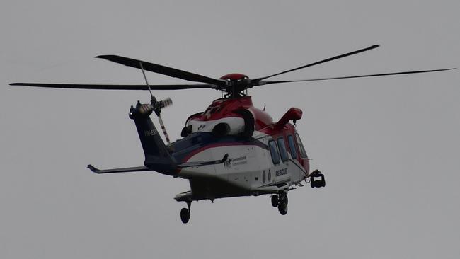 The Townsville-based Queensland Government Air (QGAir) rescue helicopter landing at Ingham Hospital on Wednesday. The helo has been tasked to respond to reports of a head-on accident on Harvey Range Road west of Townsville City at 6.10pm. Picture: Cameron Bates