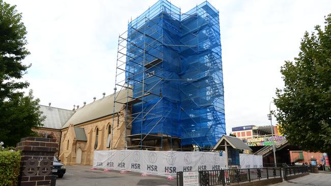 Trinity Church on the corner of Morphett Road and North Terrace, which is involved in the new Trinity City medical health and research hub. Picture: Michael Marschall