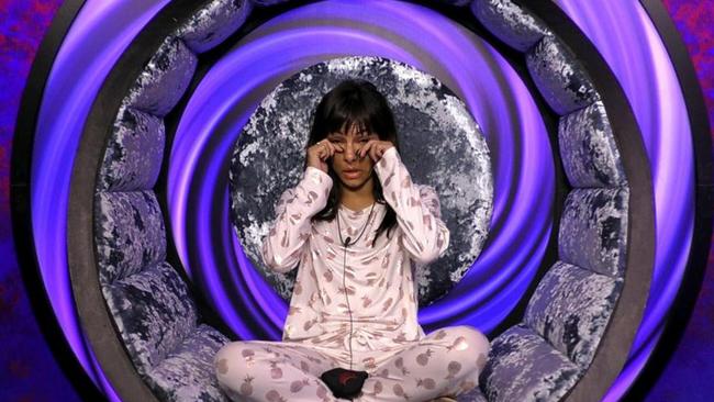 Roxanne crying in the diary room. Picture: Channel 5