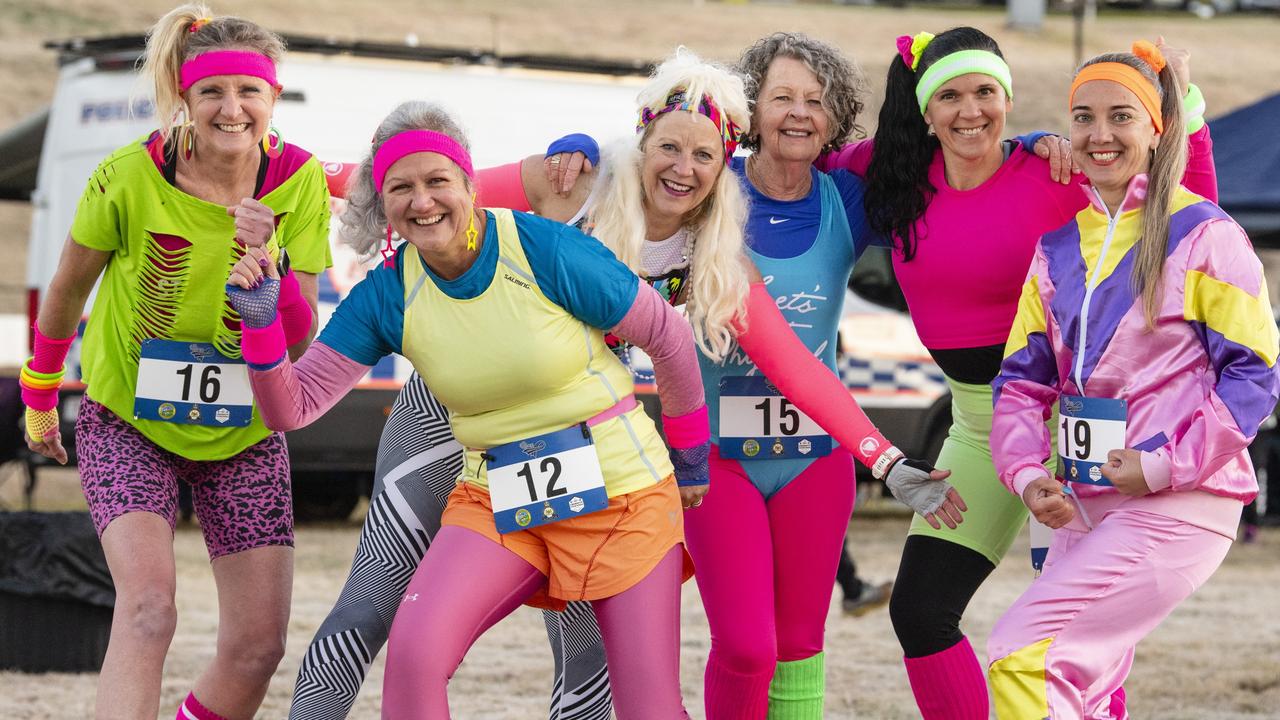 Members of The Awesome Toowoomba Road Runners Ladies (from left) Jackie Amos, Christine Galley, Wendy Dighton, Cathy Murtagh, Sara Wilson and Madonna Annetts (absent is Chris Hazel and Chris Gillett) at 40 for Fortey relay at Toowoomba Showgrounds, Sunday, May 28, 2023. Picture: Kevin Farmer