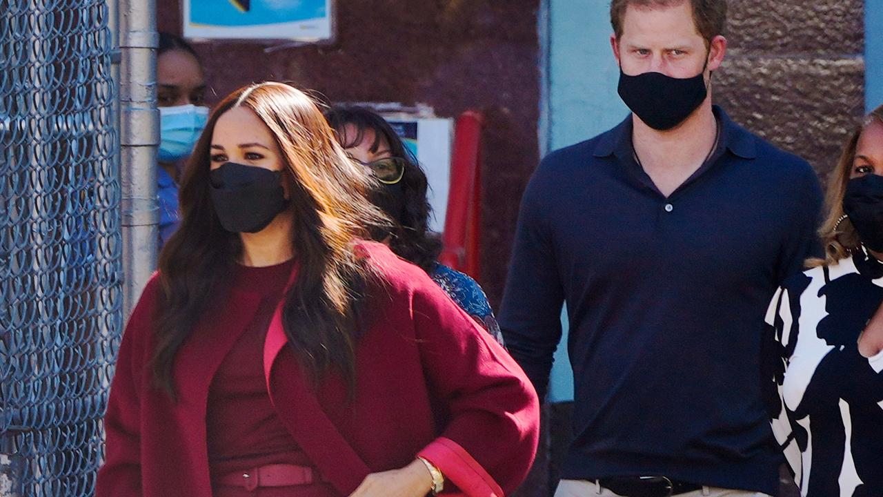 Meghan wearing a $10,500 outfit to visit underprivileged kids in New York in September 2021. Picture: Gotham/GC Images