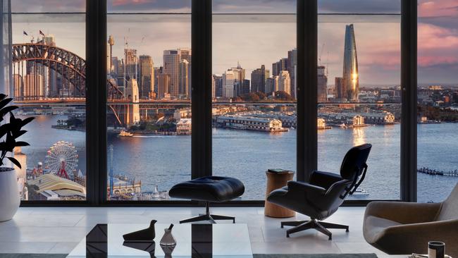 An artist’s impression of the view from Blue at Lavender Bay by Aqualand in Milsons Point.