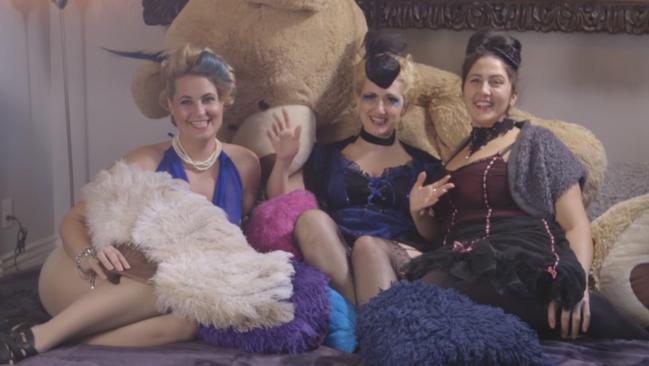 These women embrace their love for burlesque costumes and giant teddies. Picture: New York Post