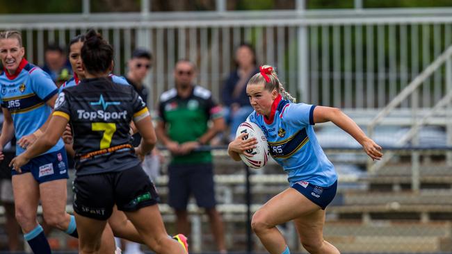 Kayla Jackson in action for Western Clydesdales against Tweed Seagulls. Picture: Benny Hassum Photography