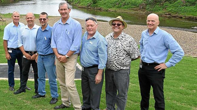 THE SANDS: Bob Leitch, Mal Gear, Dan Stewart, Mick Curran Mark McDonald, Daryl Dodt and council CEO Bernard Smith. Picture: Renee Albrecht