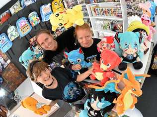 KAZZANGA: An anime, manga and pop culture shop has opened in Currimundi. Family business owners Jamie, Kazz and Jemma Fulloon. Picture: Patrick Woods