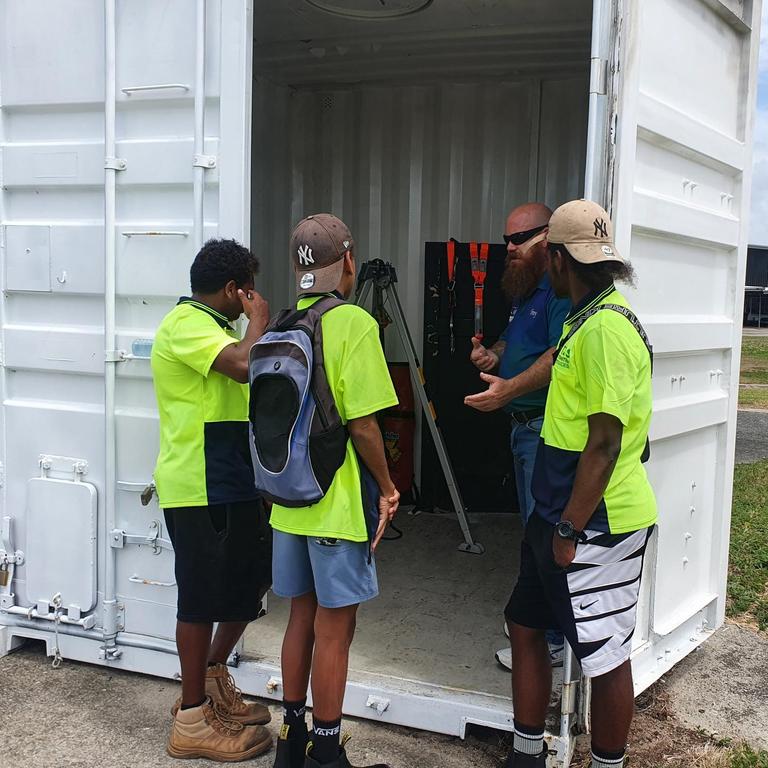 Queensland Training and Development trainer Troy Franklin running a Working in Confined Spaces unit for Cert II in Surface Extractions for T2S participants. Picture: Queensland Government