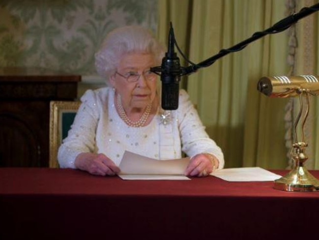 Queen Elizabeth II was trying to record her Christmas speech when a loud bird interrupted her. Picture: ITV