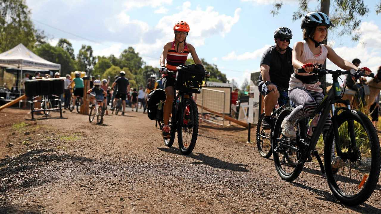 READY, STEADY, GO: More than 500 riders attended the official opening of the Mary Valley Rail Trail at Imbil today. Picture: Gympie Regional Council