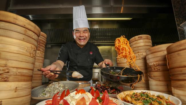 A hawkers hall will feature in the New Chinatown development. Pictured is chef Qingyuan Xie at Man Tong Kitchen at Crown. Picture: Alex Coppel