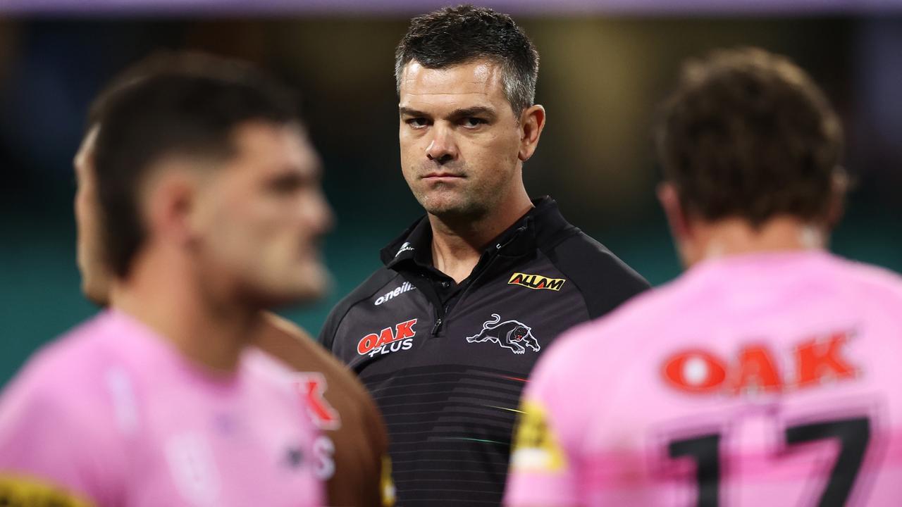 SYDNEY, AUSTRALIA - MAY 21: Panthers assistant coach Cameron Ciraldo looks on during the round 11 NRL match between the Sydney Roosters and the Penrith Panthers at Sydney Cricket Ground, on May 21, 2022, in Sydney, Australia. (Photo by Matt King/Getty Images)
