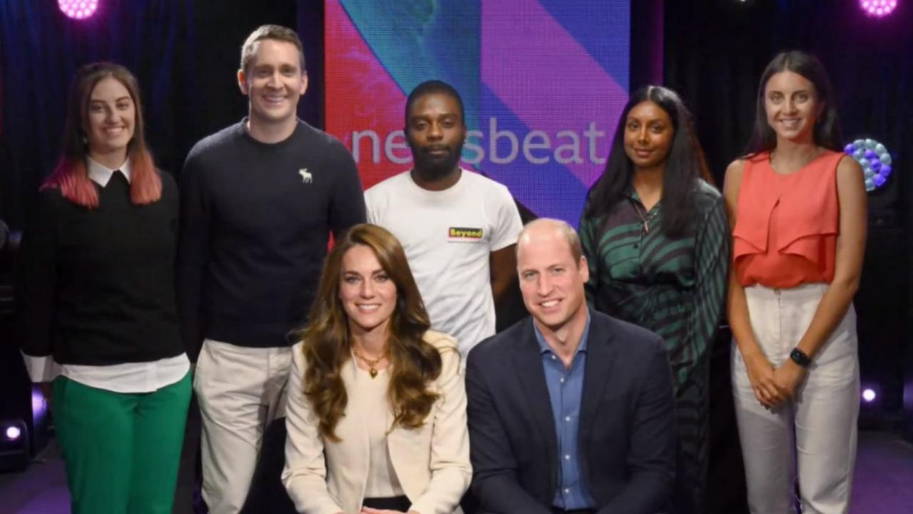 Kate and William in a photo taken when they appeared on BBC Radio 1. Picture: YouTube/BBC