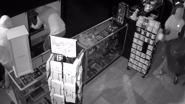 Unknown offenders allegedly breaking into a cigarette shop in North Buderim. Picture: QPS