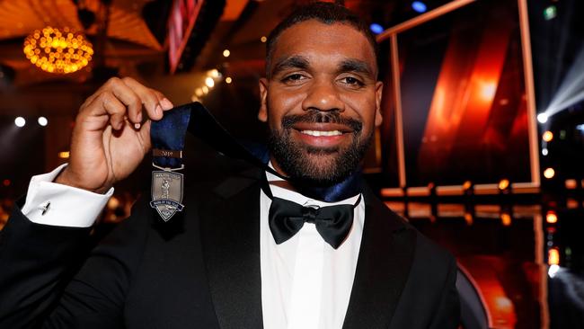 Liam Ryan with his Mark of the Year medal. Picture: Getty