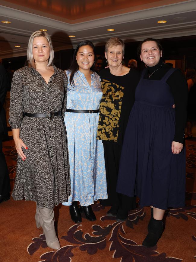 MELBOURNE, AUSTRALIA – MAY 28 2024 Margarita, Alex, Ingrid and Louise at the CommBank Young Hero Awards held at the Langham Hotel in Melbourne. Picture: Brendan Beckett