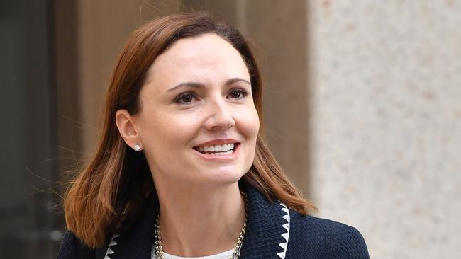 Anna Palmer is seen outside the Federal Court in Brisbane, Thursday, March 14, 2019. Ms Palmer, who is the wife of Clive Palmer is giving evidence at the public examination into the collapse of Queensland Nickel in 2016. (AAP Image/Darren England) NO ARCHIVING