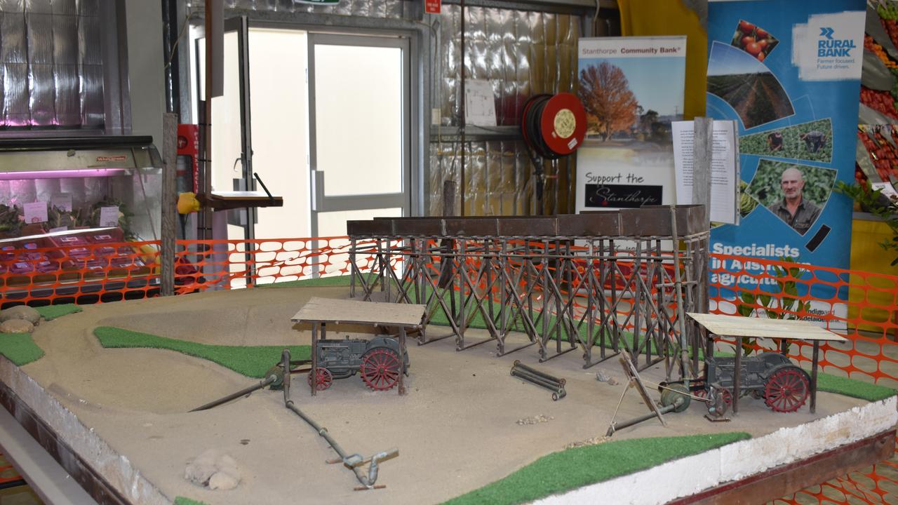 A tin dredge model made and loaned by Peter and Cecelia McNichol as part of the 150th anniversary exhibition at the 2022 Stanthorpe Show.