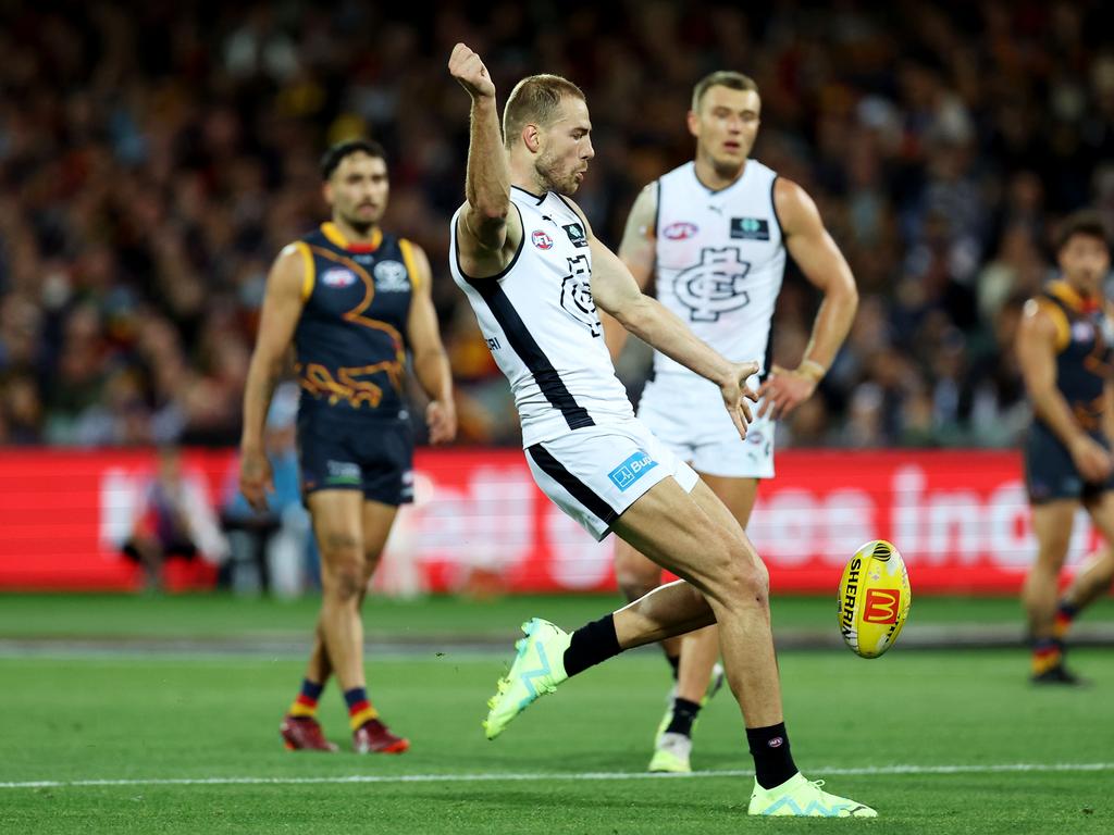 Harry McKay is Fevola’s spiritual successor at Carlton, but he’ll be looking to go one further and win a flag. (Photo by James Elsby/AFL Photos via Getty Images)