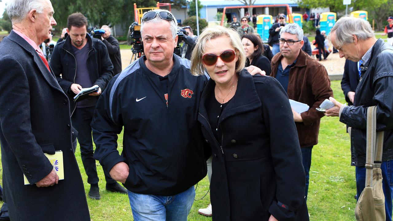 Peter and Donna Lane at a memorial game to Australian baseballer Chris Lane.