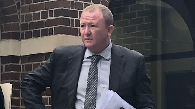 Mark Daniel Wetherell, 40, of Kirrawee, outside Manly Court House on Thursday after pleading guilty to high range drink driving and trespassing on Commonwealth property after he destroyed a boom gate at the Australian Navy’s base at Mosman. Picture: Jim O'Rourke