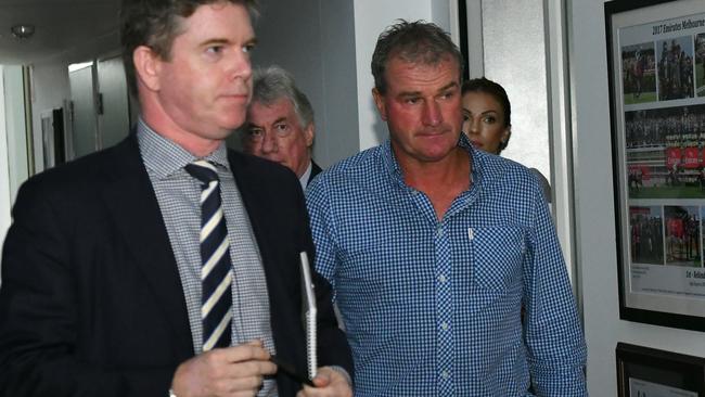 Darren Weir leaves the Racing Appeals and Disciplinary Board hearing after he was handed a four-year disqualification. Picture: Getty Images