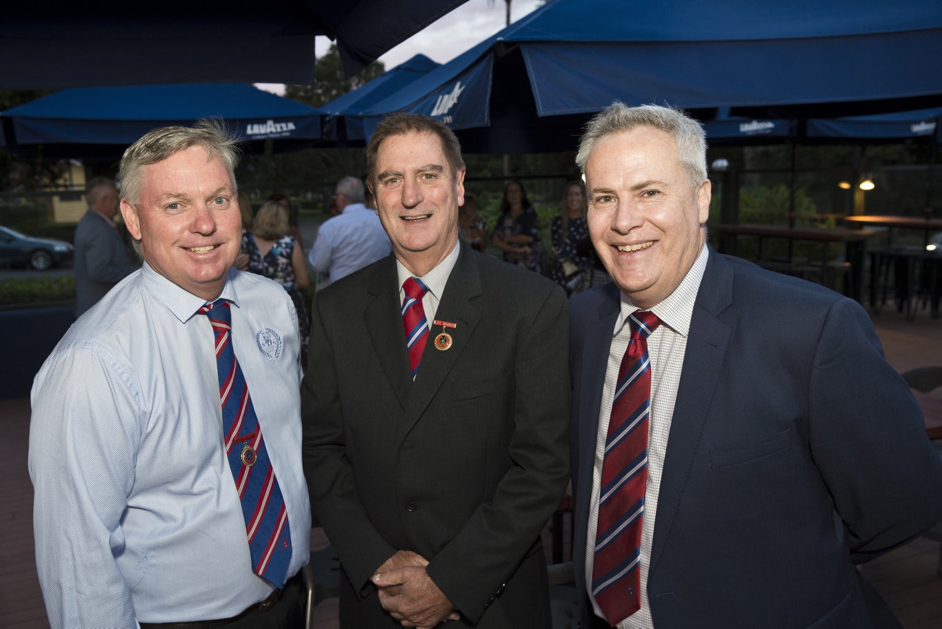 Acknowledging 40 years are (from left) Mark Ryle, Mark Creedon and Clayton Hansen at the Darling Downs School Sport 40th anniversary dinner at Urban Grounds Cafe, Friday, March 1, 2019. Picture: Kevin Farmer