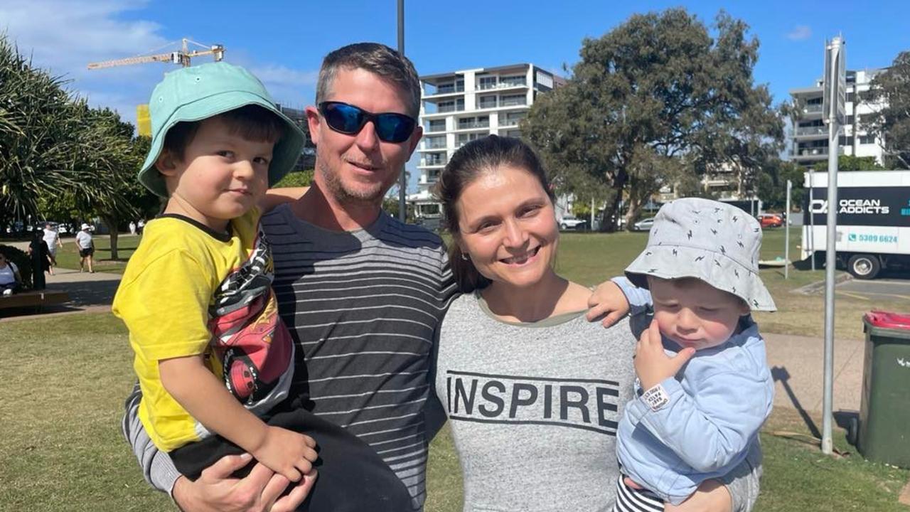 Brad, Lesya, Luke and Michael Kidney at Cotton Tree. Picture: Kristen Camp