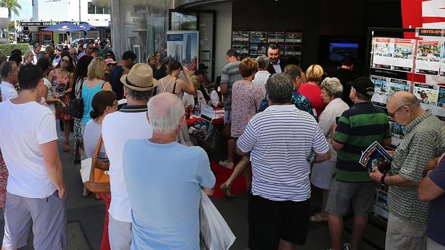 The auction at Lucy Cole Prestige Property Auction at Broadbeach was attended by over 150 people. Picture Glenn Hampson.