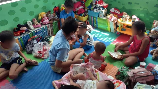 Some of the 13 children in a shelter after they were rescued from a sex den in the Philippines city of Zamboanga on May 21, where police allege they were held for the purposes of being sexually abused. Picture: Supplied