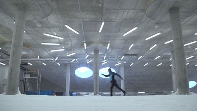 A refrigerated garage in the Slovenian town of Planica has a remarkable indoor facility.