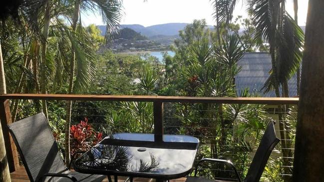 At the lower end of the price scale for $79 per night this two-bedroom Cannonvale apartment offers sea views, a fully equipped kitchen, spacious lounge area, separate bathroom and bedrooms, as well as private plunge pool and large deck.