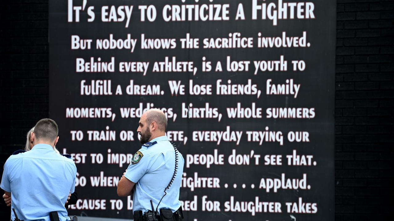 Police at Elite Fight Force after Taha Sabbagh was shot in March 2023. Picture: Jeremy Piper