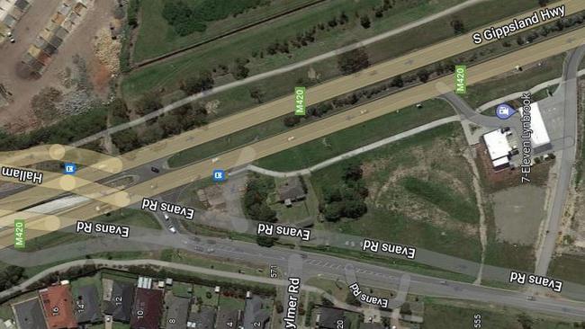 A female has died after her car collided with a truck at the intersection of Evans Rd and South Gippsland Hwy. Picture: Google Maps.