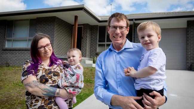 Ryan Channells with his wife Carlie and their children Skye and Toby. Picture: Lindsay Moller Productions