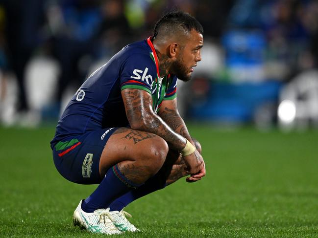 George has denied suggestions Fonua-Blake has ‘clocked off’, after he was limited to a measly five-runs in the Warriors’ horrendous loss to the Titans in Round 16. Picture: Getty Images