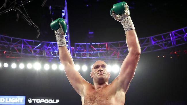 Tyson Fury celebrates his brutal stoppage of Deontay Wilder. Picture: Al Bello/Getty