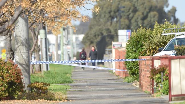 Crime tape on the scene in Taylors Lakes. Picture: Tony Gough