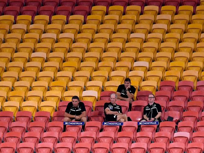 An empty Suncorp Stadium before the NRL shutdown. Picture: Bradley Kanaris/Getty