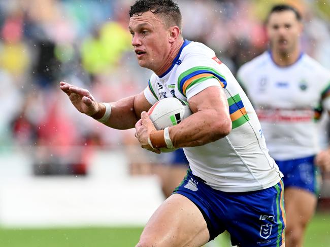 BRISBANE, AUSTRALIA - MARCH 11: Jack Wighton of the Raiders in action during the round two NRL match between the Dolphins and the Canberra Raiders at Kayo Stadium on March 11, 2023 in Brisbane, Australia. (Photo by Bradley Kanaris/Getty Images)