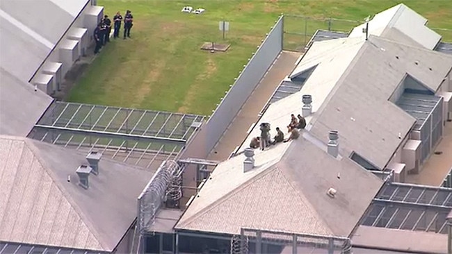 Channel 9 helicopter footage of prisoners on the roof at Borallon Training and Correctional Centre on November 6, 2022.