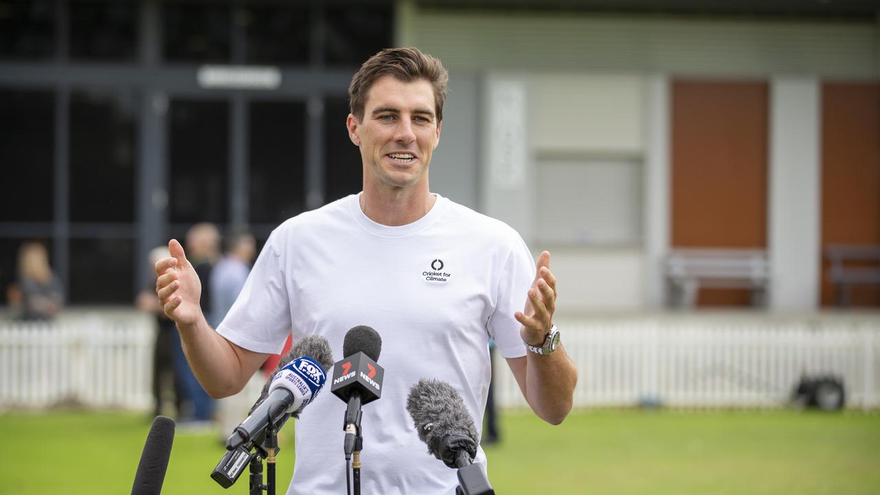 Pat Cummins launches Cricket for Climate. Picture: NCA NewsWire / Christian Gilles