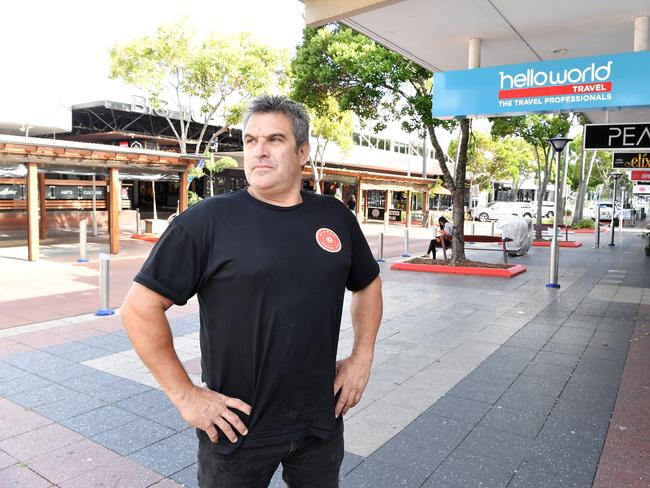 Ocean St to be Struggle Street with traders fearing the worst for months even years to come. Pictured, Dimi Limnatitis owner of Solbar. Photo Patrick Woods / Sunshine Coast Daily.