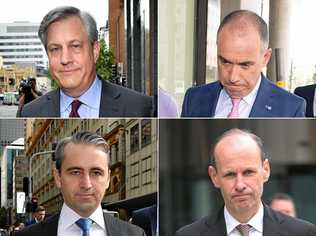 Westpac CEO Brian Hartzer (top left), National Australia Bank CEO Andrew Thorburn (top right), Commonwealth Bank CEO Matt Comyn (bottom left) and ANZ CEO Shayne Elliott (bottom right) leaving the Royal Commission into misconduct in the banking, superannuation and financial services industry. Picture: JOEL CARRETT, DAVID CROSLING, EL