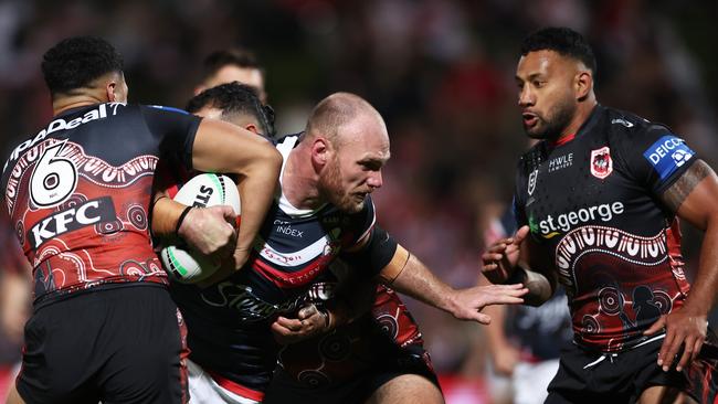 Matt Lodge is set to hit the open market with the veteran prop confirming he won’t be at the Roosters in 2024. Picture: Matt King/Getty Images