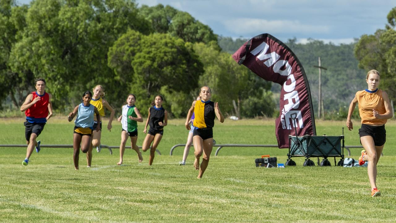 Amara Clemens wins the Qld Cotton Youths Under 18 Boys and Girls 75 yards. at the Arthur Postle Gift in Pittsworth. Saturday 18th January, 2025. Picture: Nev Madsen.