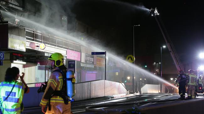 A group of shops and businesses have been destroyed by fire overnight. Picture: Bill Hearne